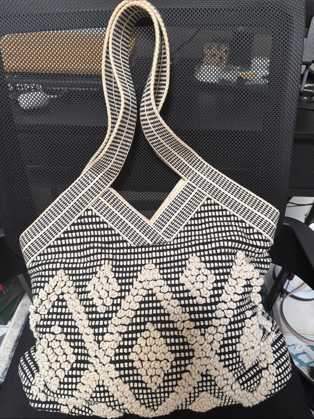 Handwoven Black & Cream Women’s Tank Top